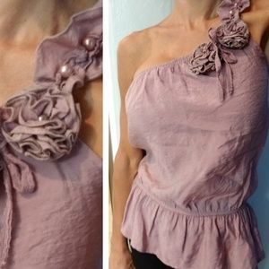 One shoulder Mauve Top